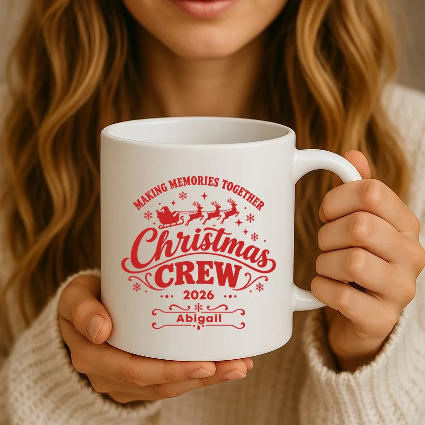 Custom Personalized Christmas Crew Mug - Front 2