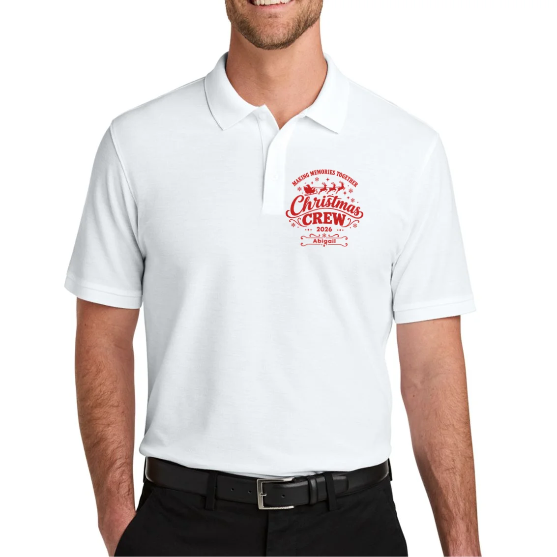 Custom Personalized Christmas Crew Men's Polo - Front 1