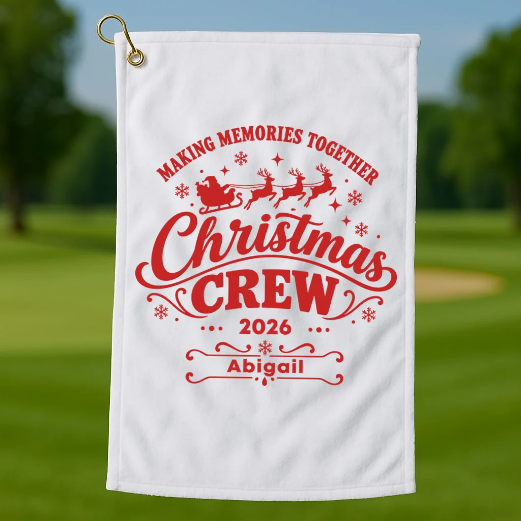 Custom Personalized Christmas Crew Golf Towel - Front 1