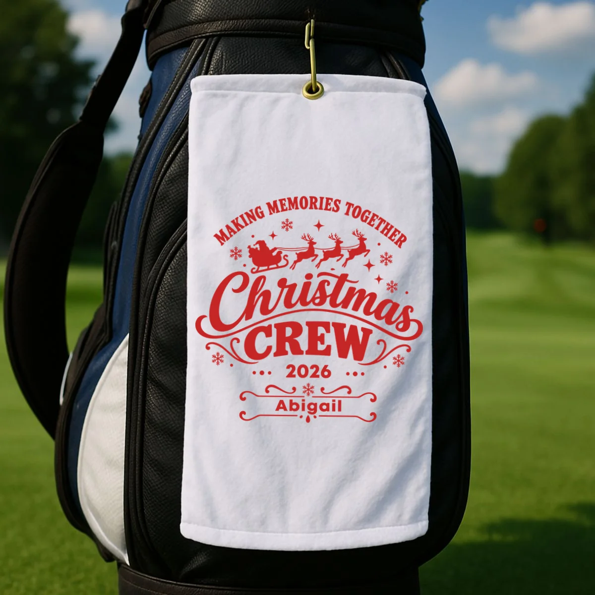 Custom Personalized Christmas Crew Golf Towel - Front 2