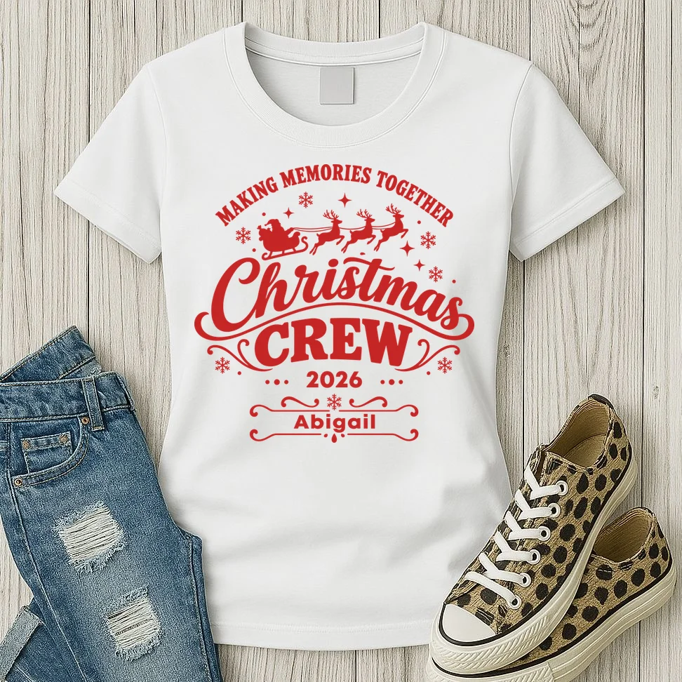 Custom Personalized Christmas Crew Women's T-Shirt - Front 2