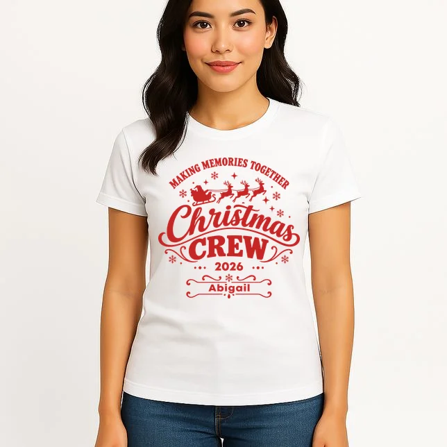 Custom Personalized Christmas Crew Women's T-Shirt - Front 3