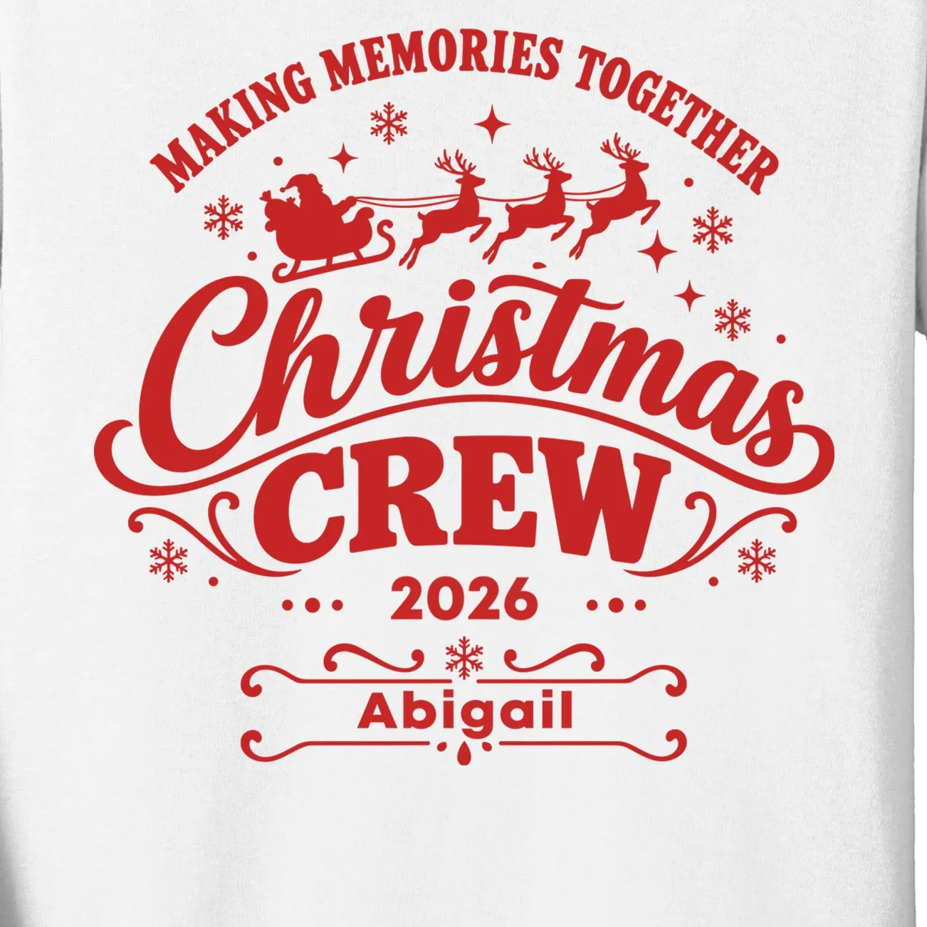 Custom Personalized Christmas Crew Kids Long Sleeve Shirt - Front - Close-up