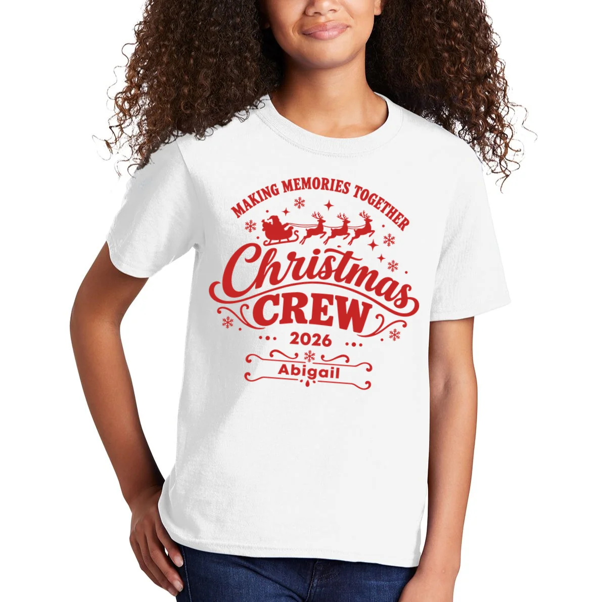Custom Personalized Christmas Crew Kids T-Shirt - Front 1