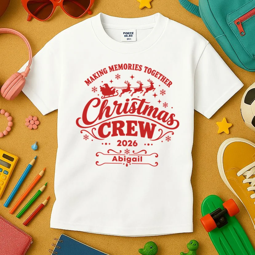 Custom Personalized Christmas Crew Kids T-Shirt - Front 2