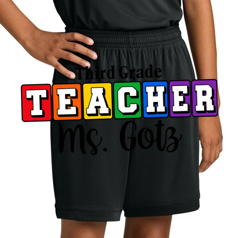 Custom Personalized Teacher Name Kids Shorts - Front 1