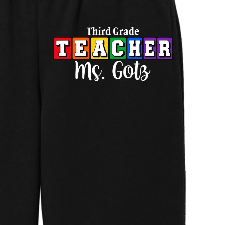 Custom Personalized Teacher Name Kids Fleece Sweatpants - Front - Close-up