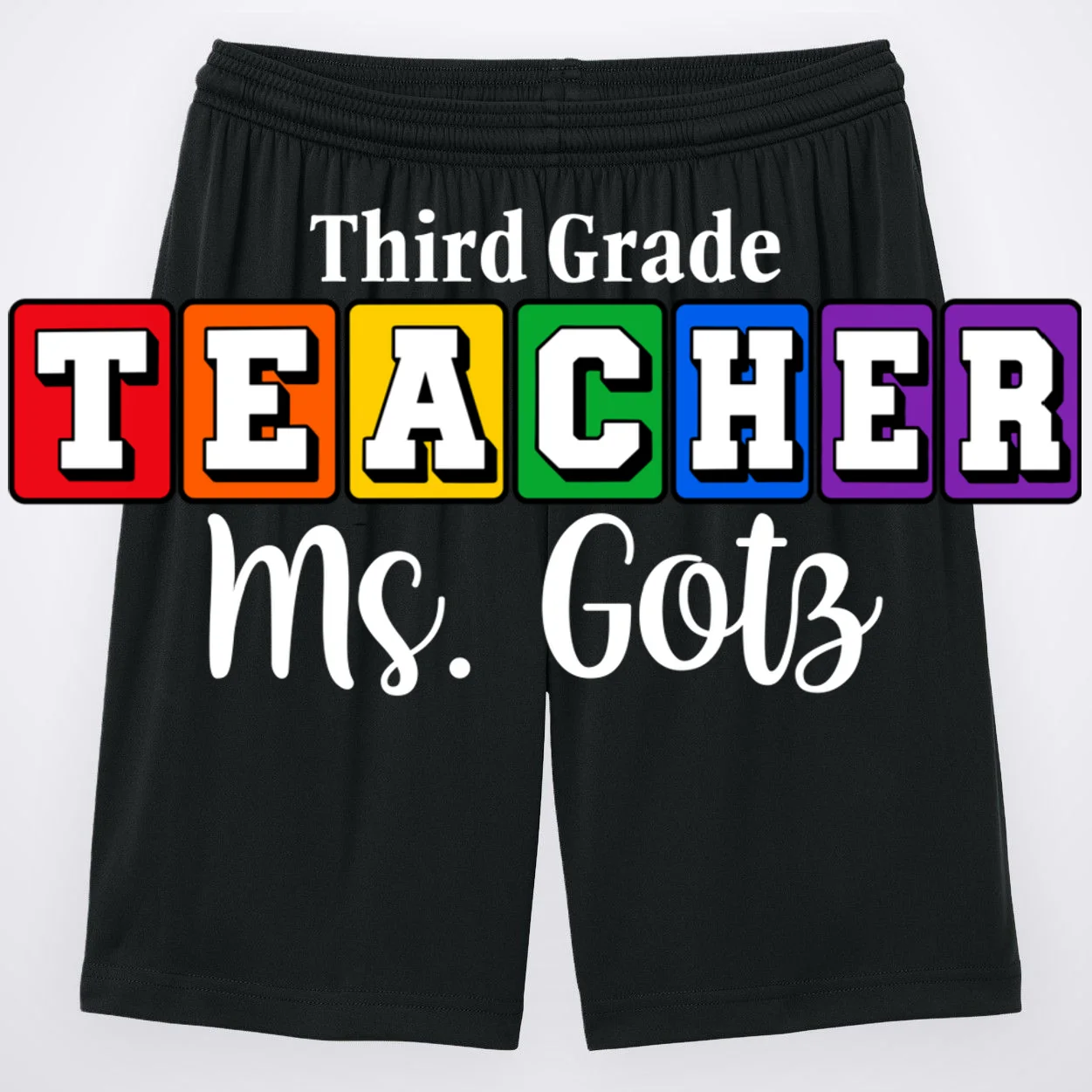 Custom Personalized Teacher Name Men's Shorts Front