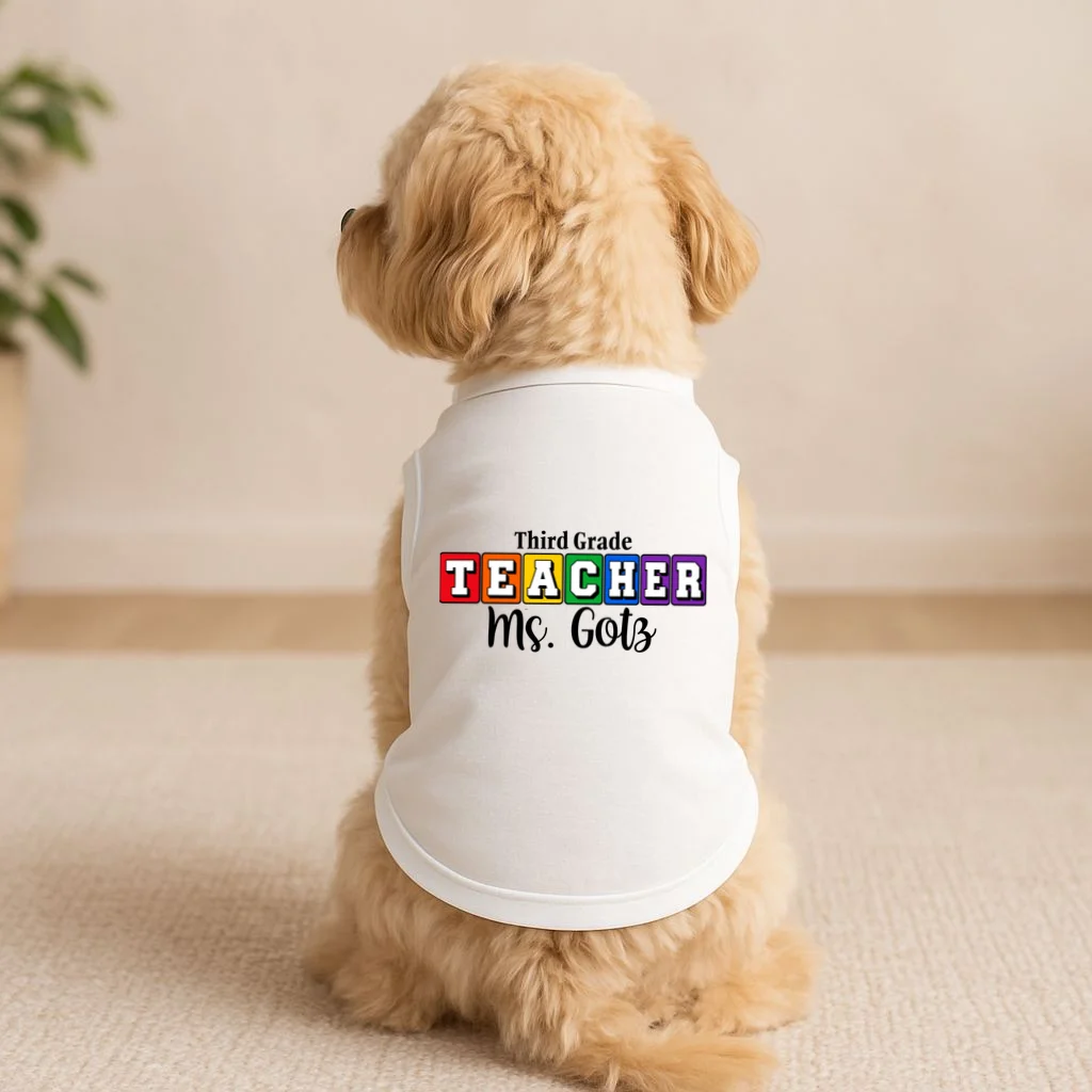 Custom Personalized Teacher Name Doggie Tank - Front 1