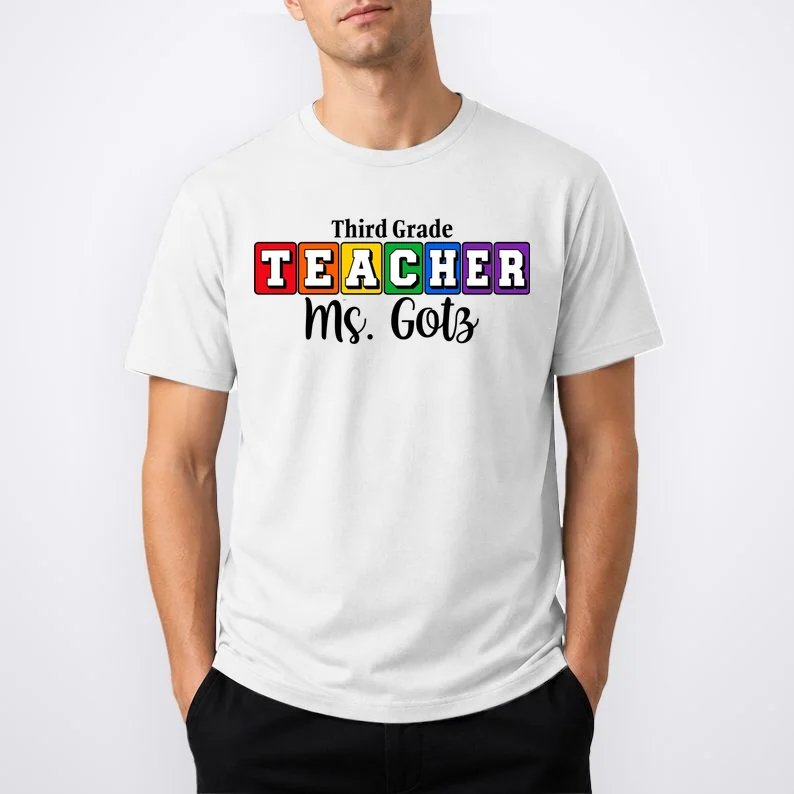 Custom Personalized Teacher Name Men's T-Shirt - Front 1
