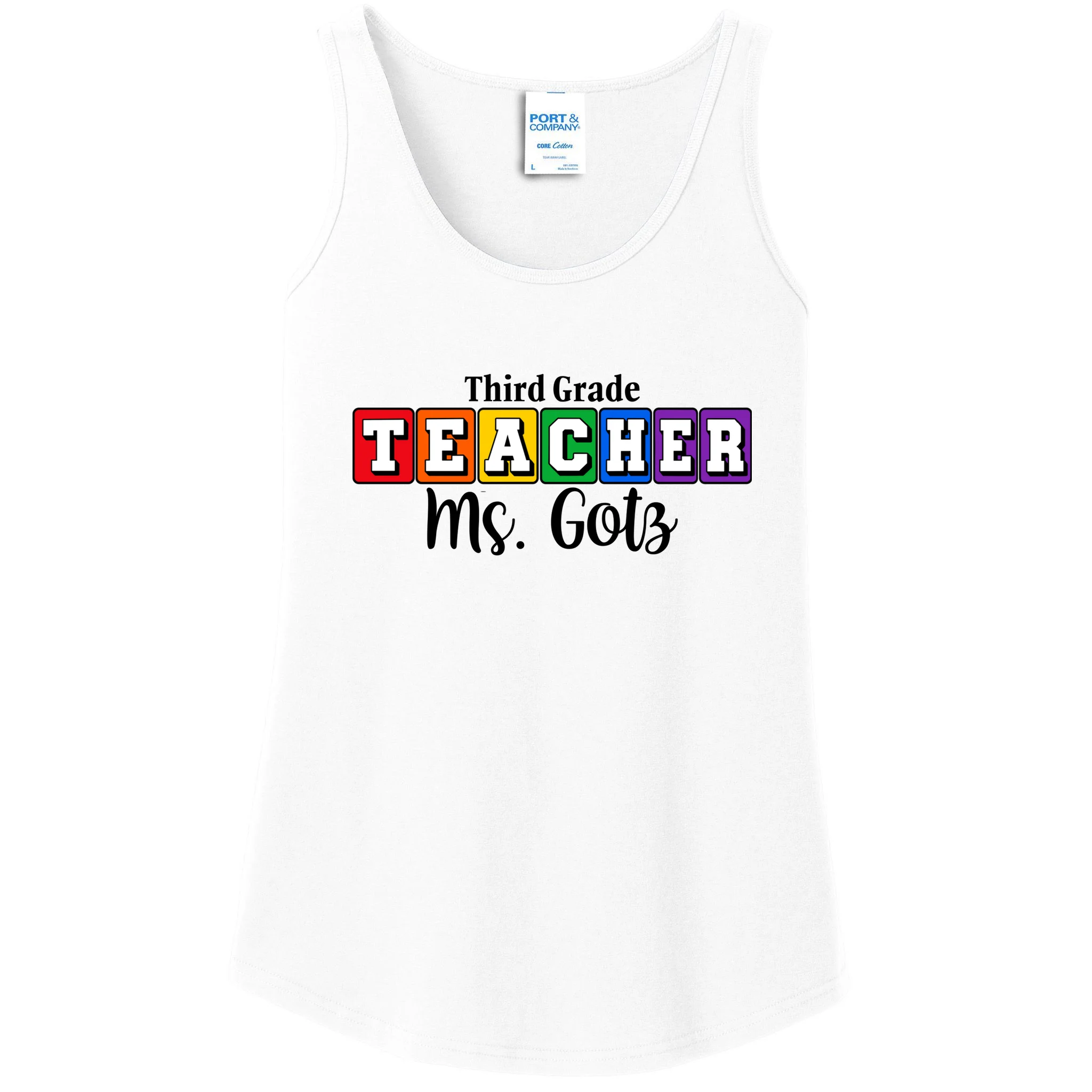 Custom Personalized Teacher Name Women's Tank Top - Front