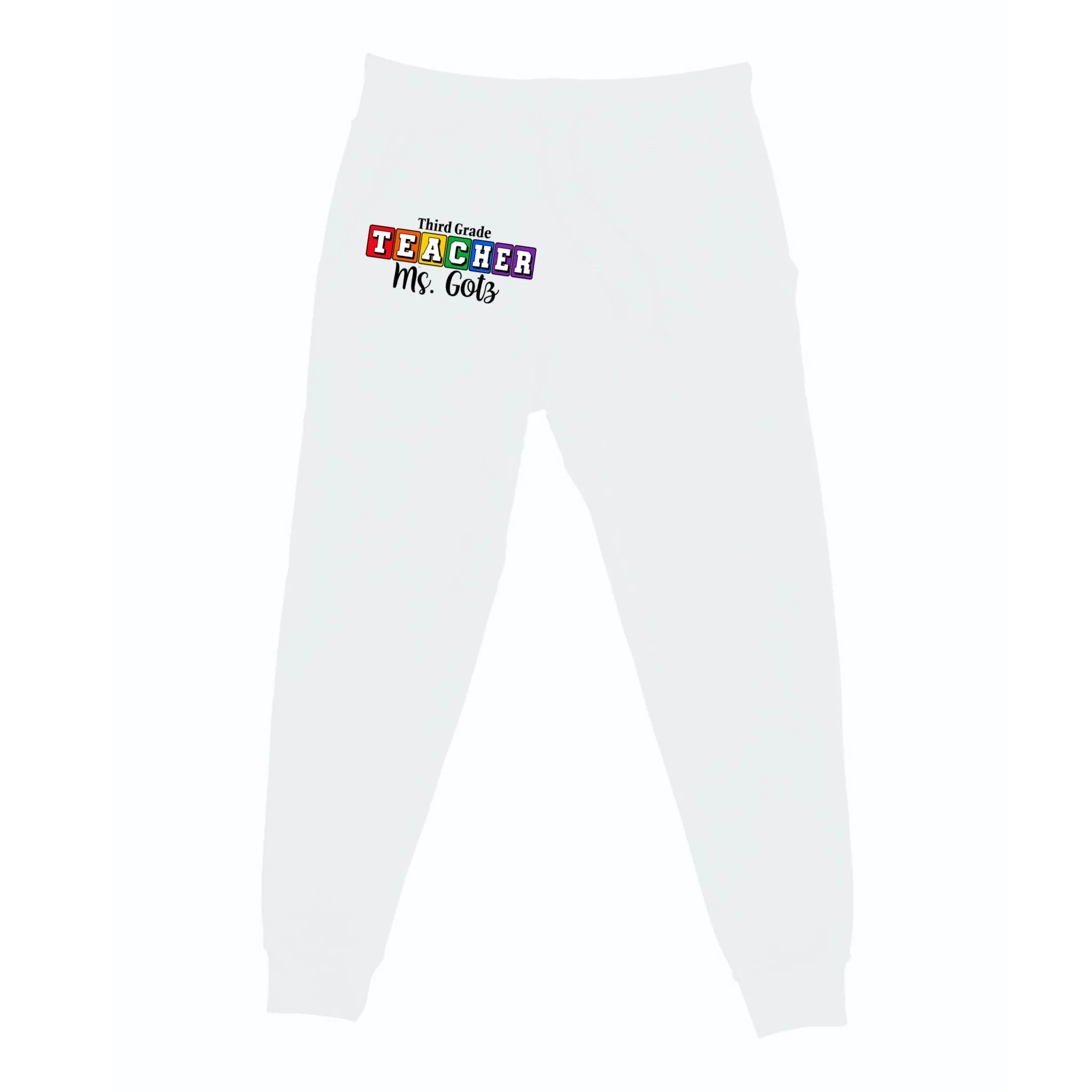Custom Personalized Teacher Name Men's Sweatpants - Front