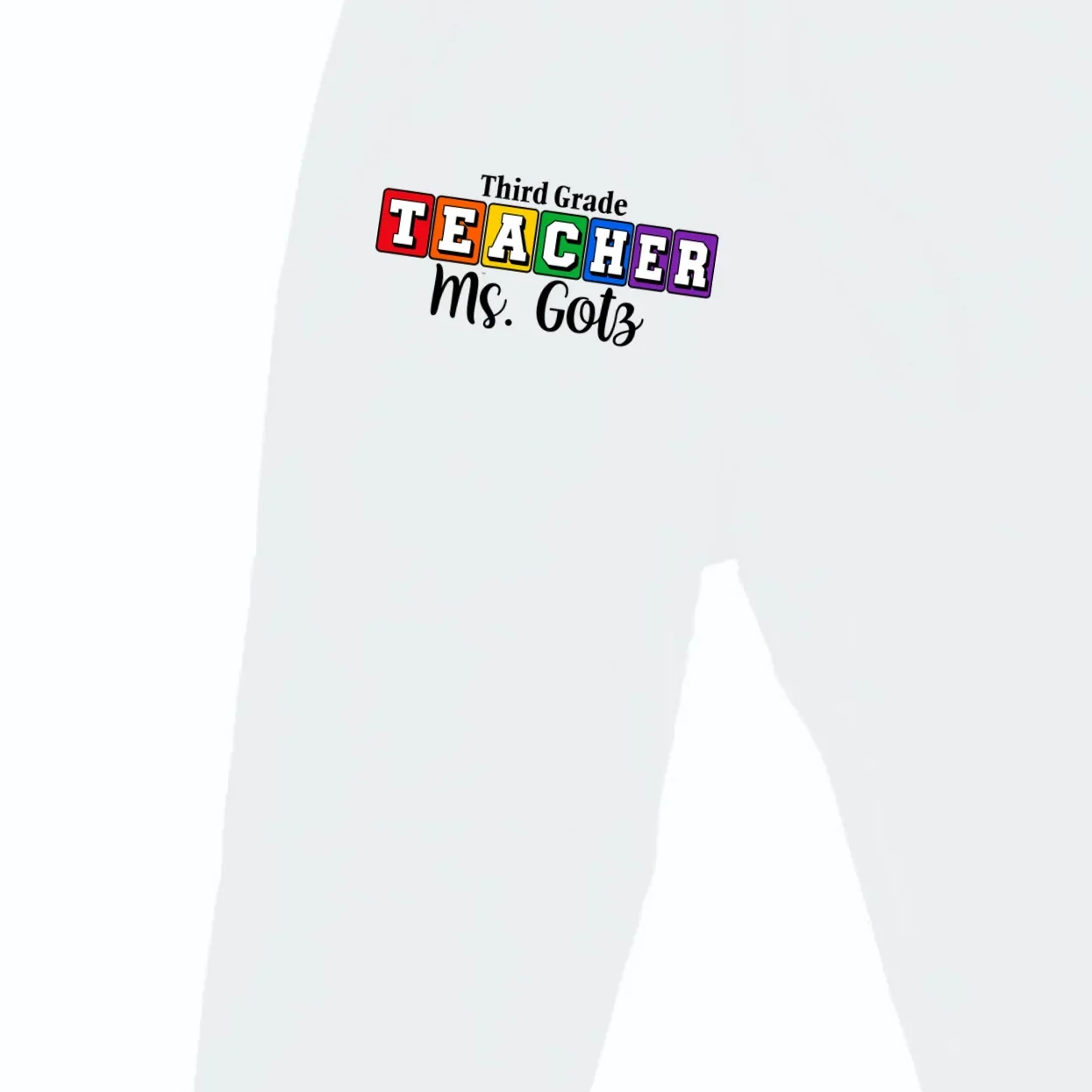 Custom Personalized Teacher Name Men's Sweatpants - Front - Close-up