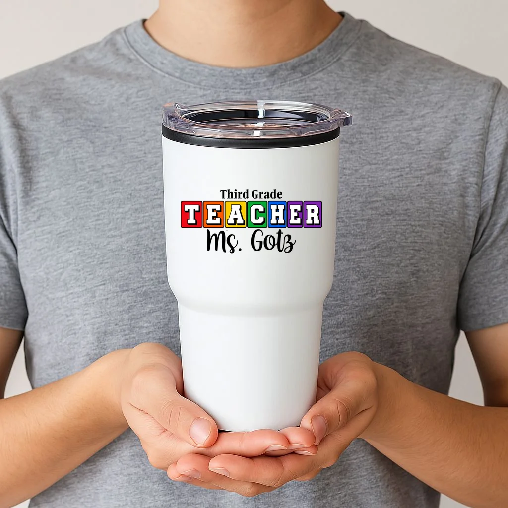 Custom Personalized Teacher Name 20oz Tumbler - Front 1