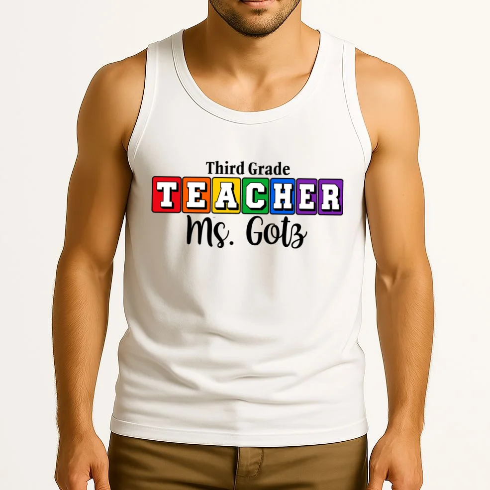 Custom Personalized Teacher Name Men's Tank Top - Front 2