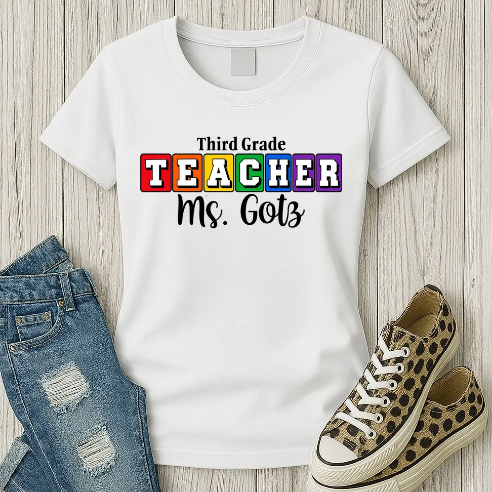 Custom Personalized Teacher Name Women's T-Shirt - Front 2