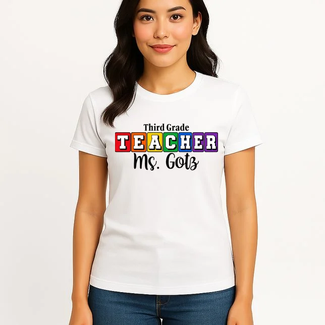 Custom Personalized Teacher Name Women's T-Shirt - Front 3