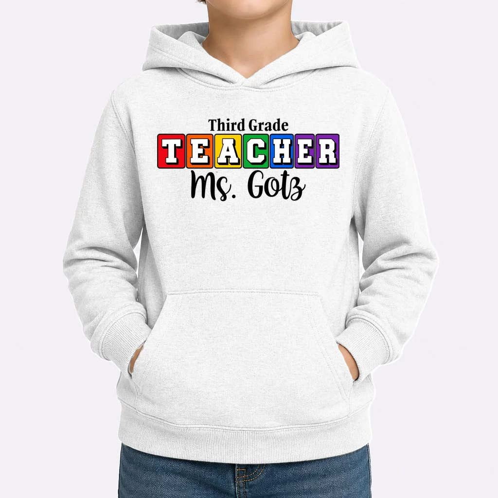 Custom Personalized Teacher Name Kids Hoodie - Front 1