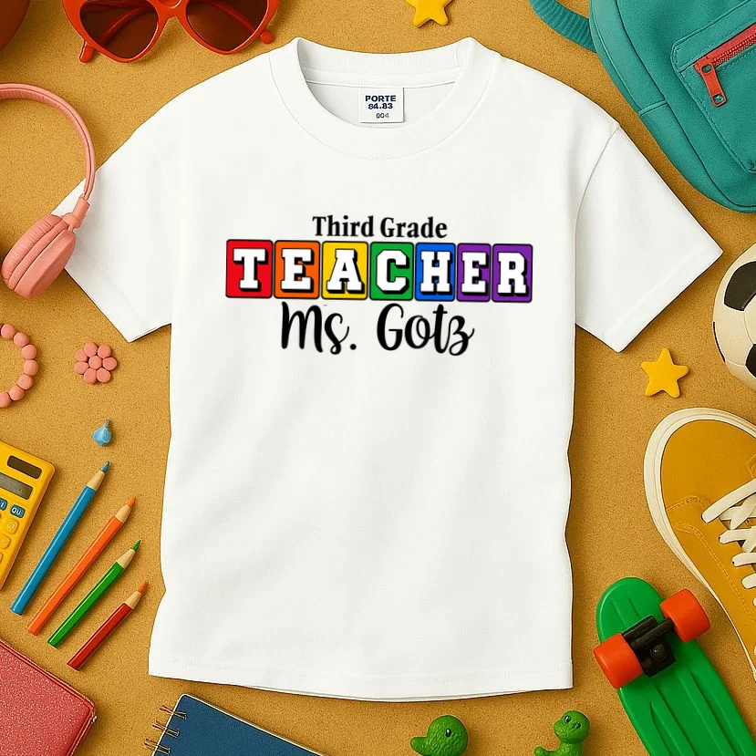 Custom Personalized Teacher Name Kids T-Shirt - Front 2