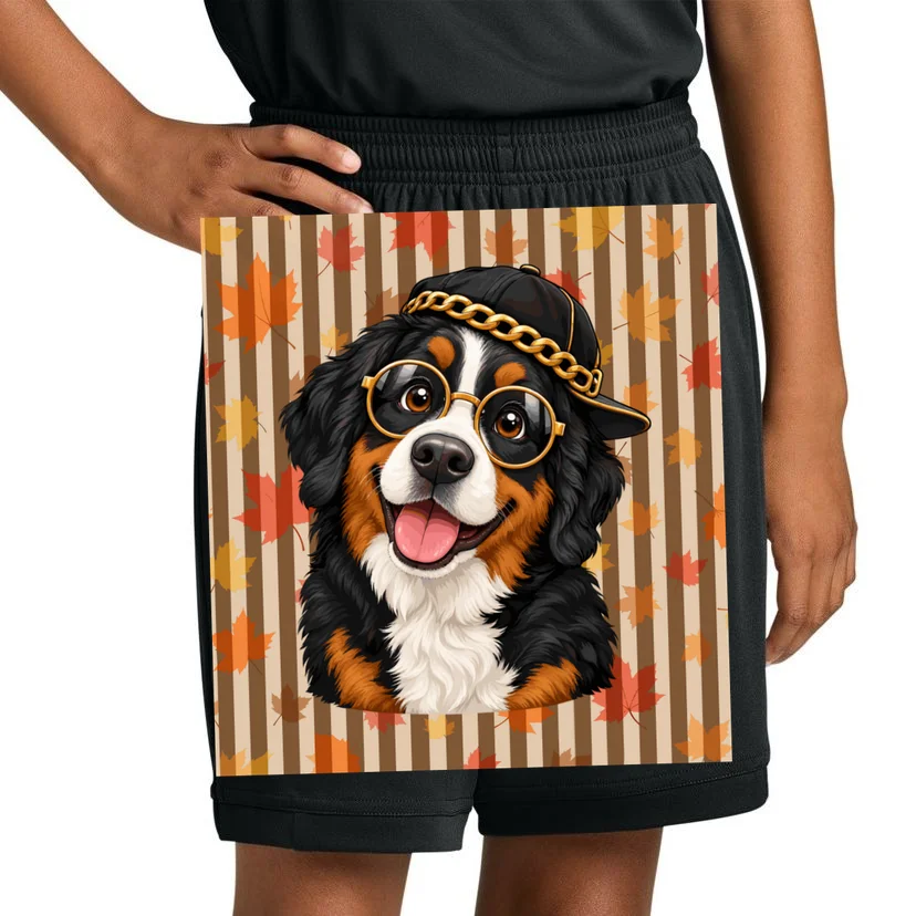 Custom Dog Portrait Fall Leaves – Personalized Autumn Pet Photo Design Kids Shorts - Front 1