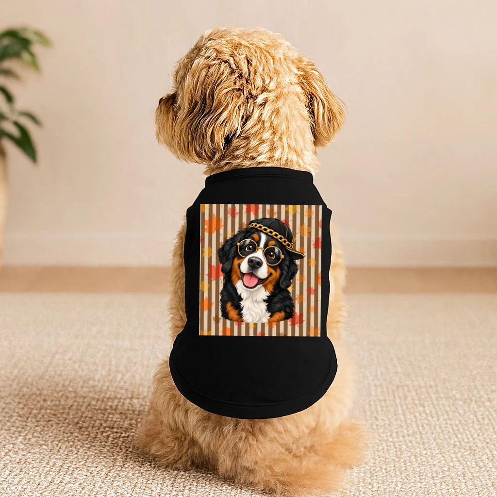 Custom Dog Portrait Fall Leaves – Personalized Autumn Pet Photo Design Doggie Tank - Front 1