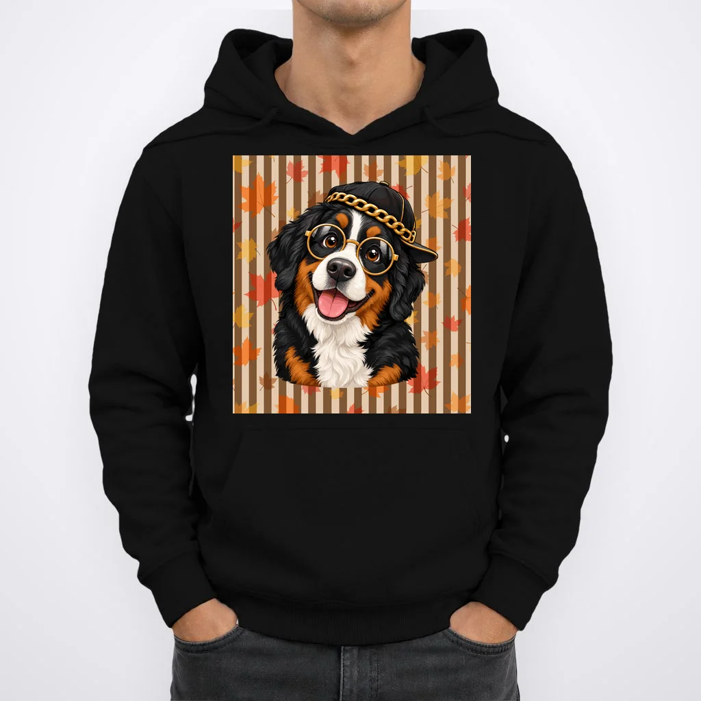 Custom Dog Portrait Fall Leaves – Personalized Autumn Pet Photo Design Men's Hoodie - Front 1