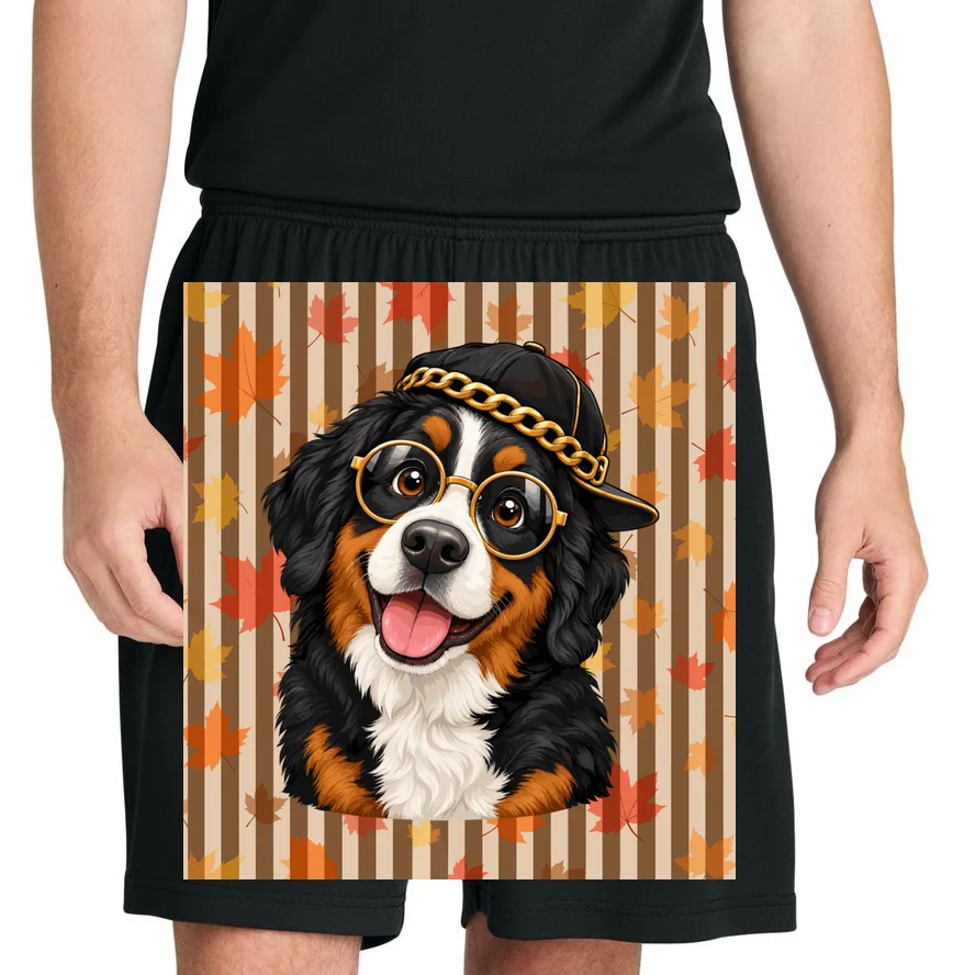 Custom Dog Portrait Fall Leaves – Personalized Autumn Pet Photo Design Men's Shorts - Front 1