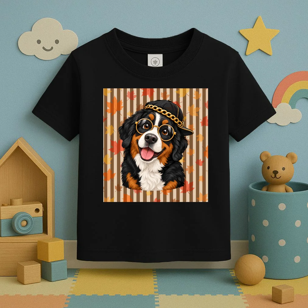 Custom Dog Portrait Fall Leaves – Personalized Autumn Pet Photo Design Toddler T-Shirt - Front 2