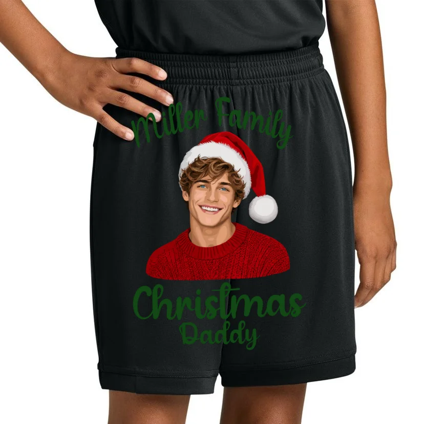 Christmas Portrait Illustration – Santa Hat & Festive Typography Kids Shorts - Front 1