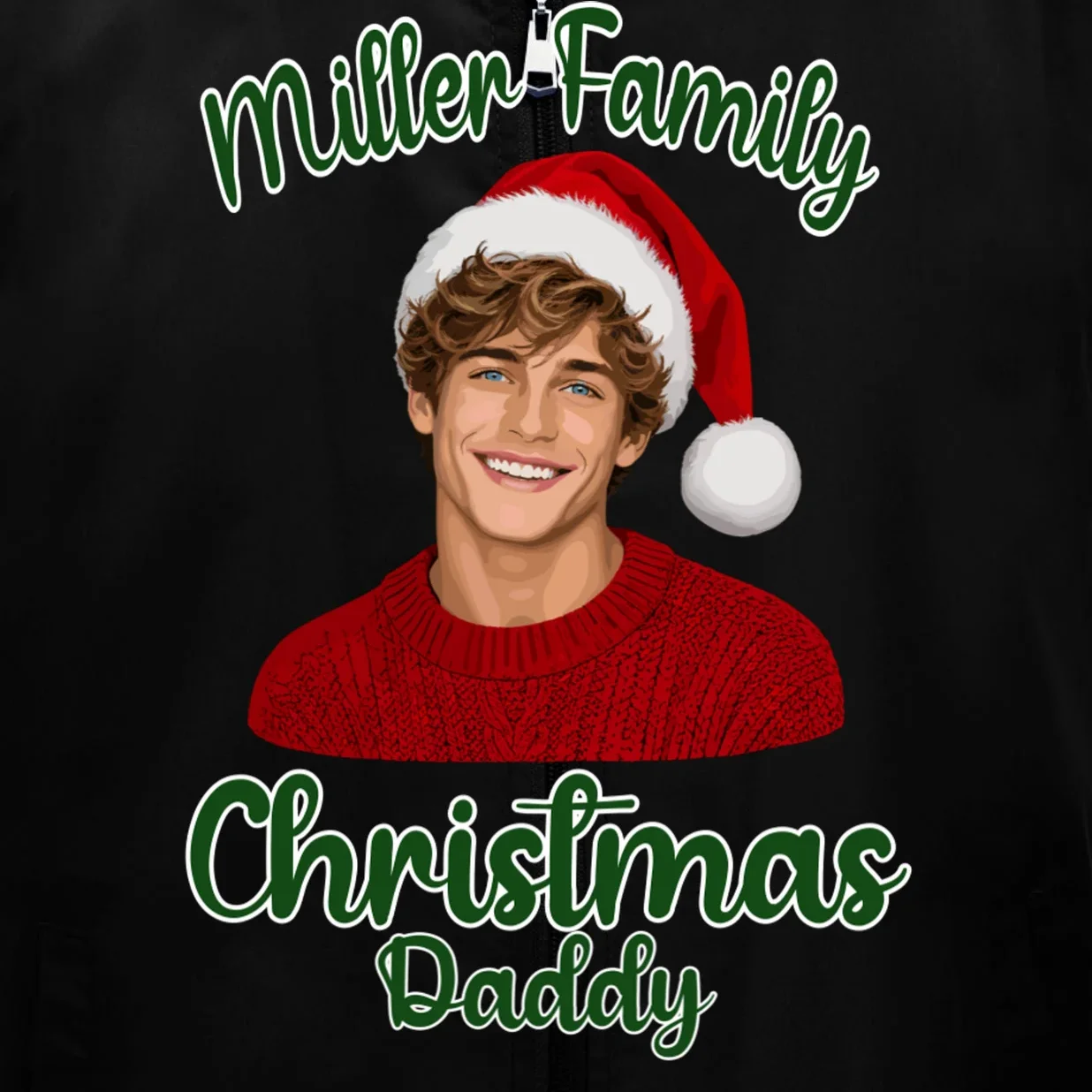 Christmas Portrait Illustration – Santa Hat & Festive Typography Men's Vest - Front - Close-up