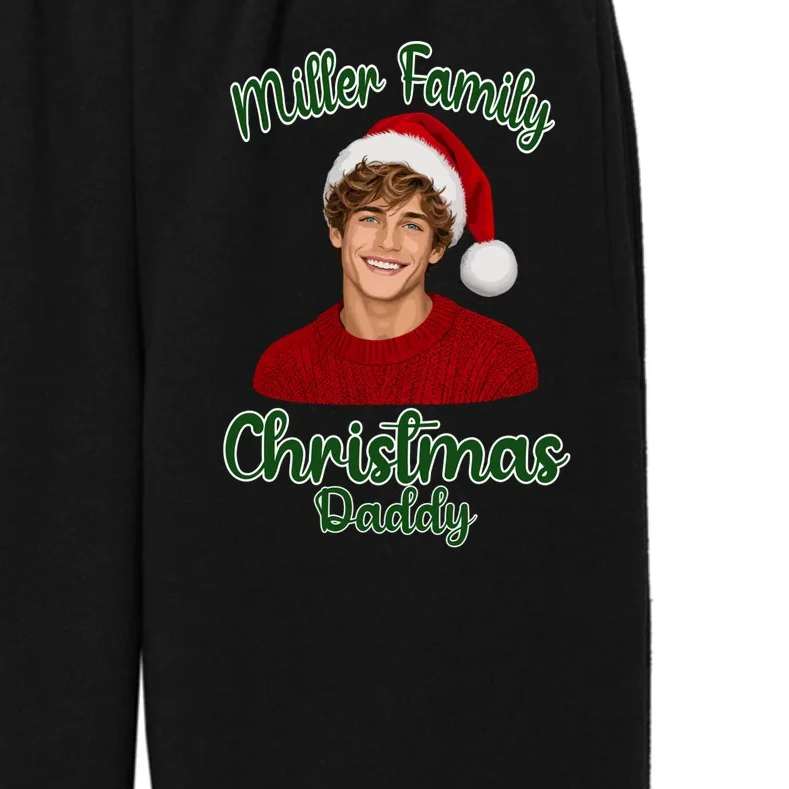 Christmas Portrait Illustration – Santa Hat & Festive Typography Kids Fleece Sweatpants - Front - Close-up