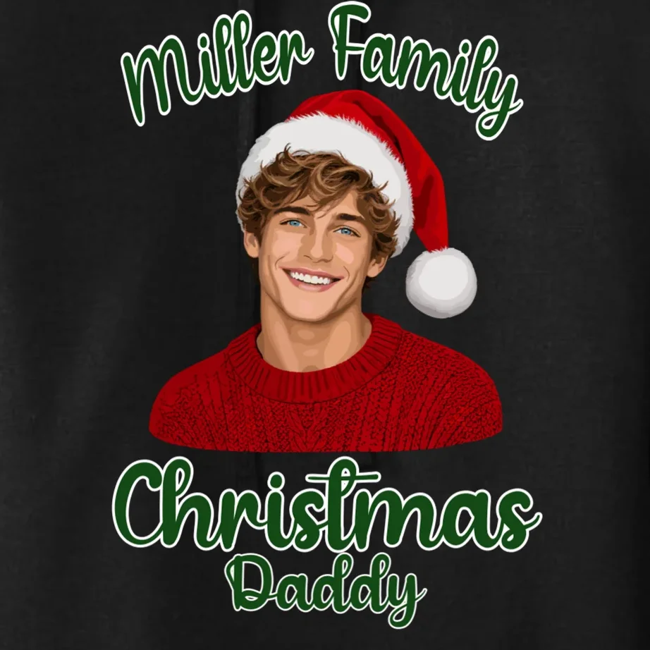 Christmas Portrait Illustration – Santa Hat & Festive Typography Women's Pullover Hoodie - Front - Close-up