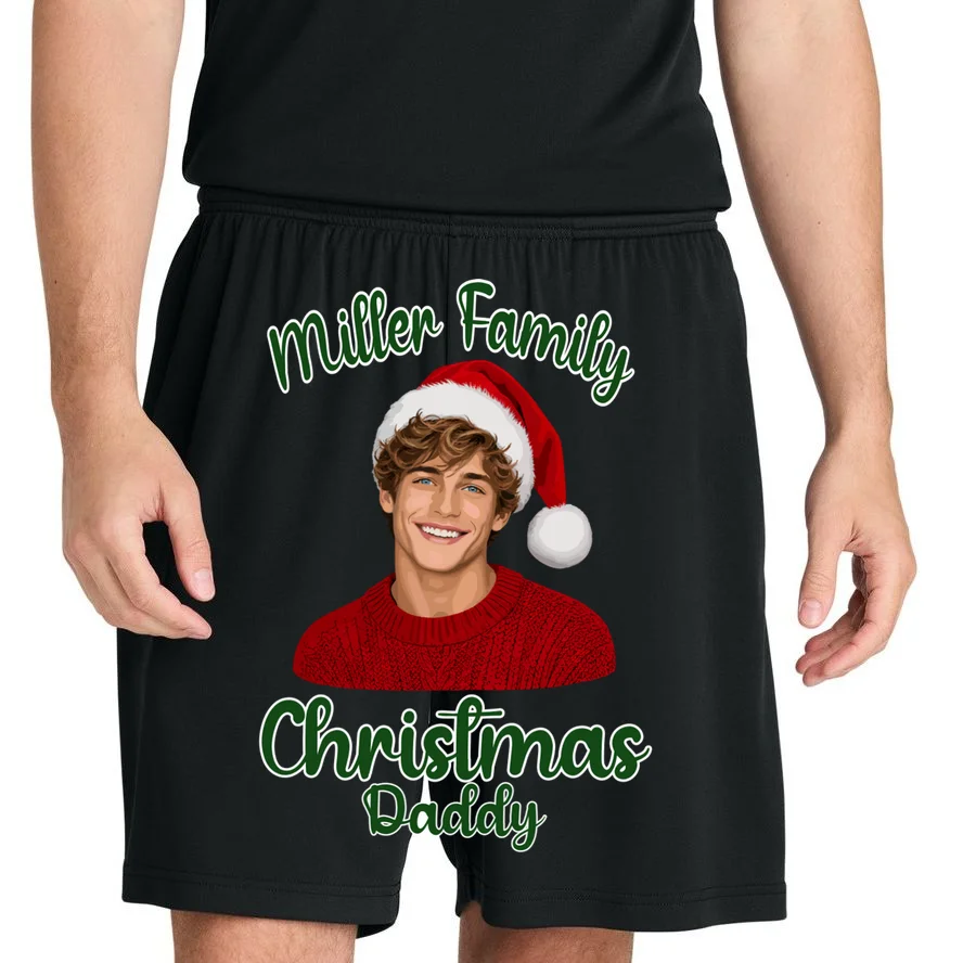 Christmas Portrait Illustration – Santa Hat & Festive Typography Men's Shorts - Front 1