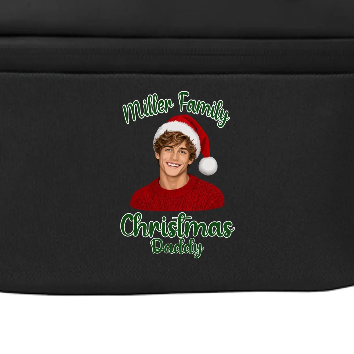 Christmas Portrait Illustration – Santa Hat & Festive Typography Crossbody - Front - Close-up