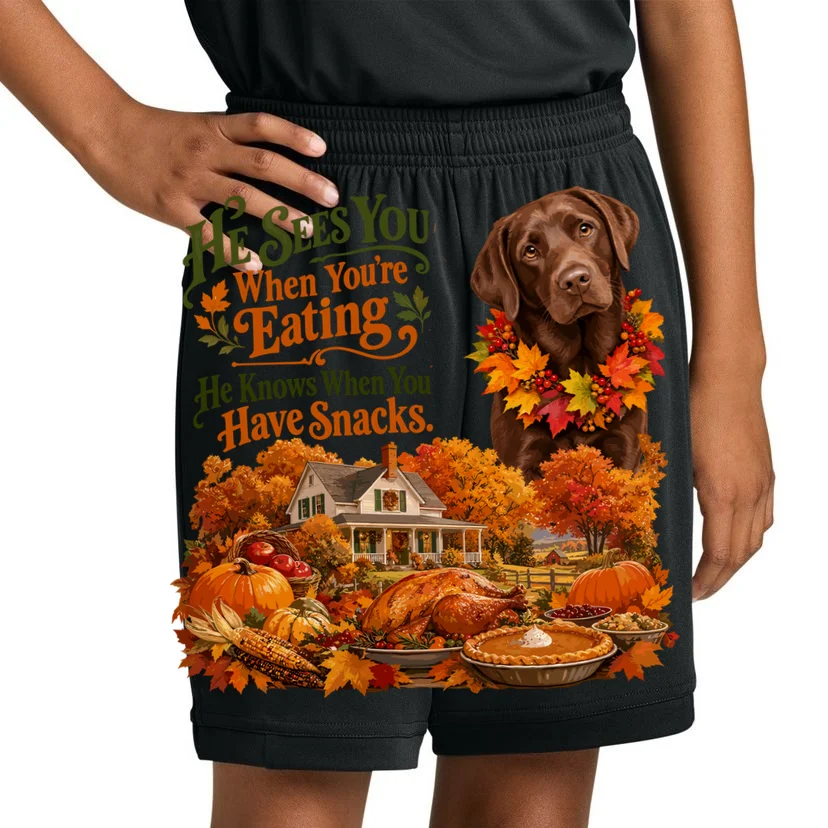Custom Dog Thanksgiving Portrait – Personalized Pet Photo Fall Design Kids Shorts - Front 1