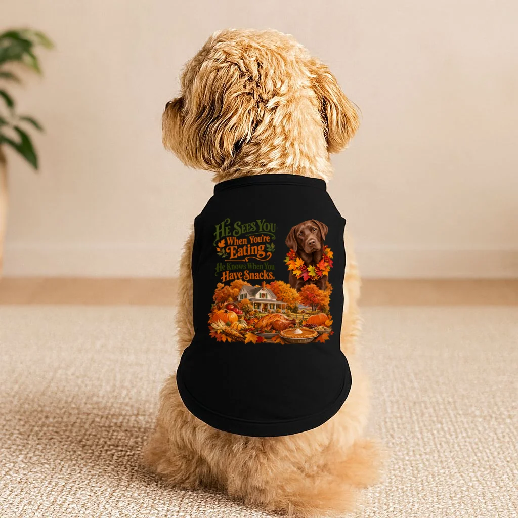 Custom Dog Thanksgiving Portrait – Personalized Pet Photo Fall Design Doggie Tank - Front 1