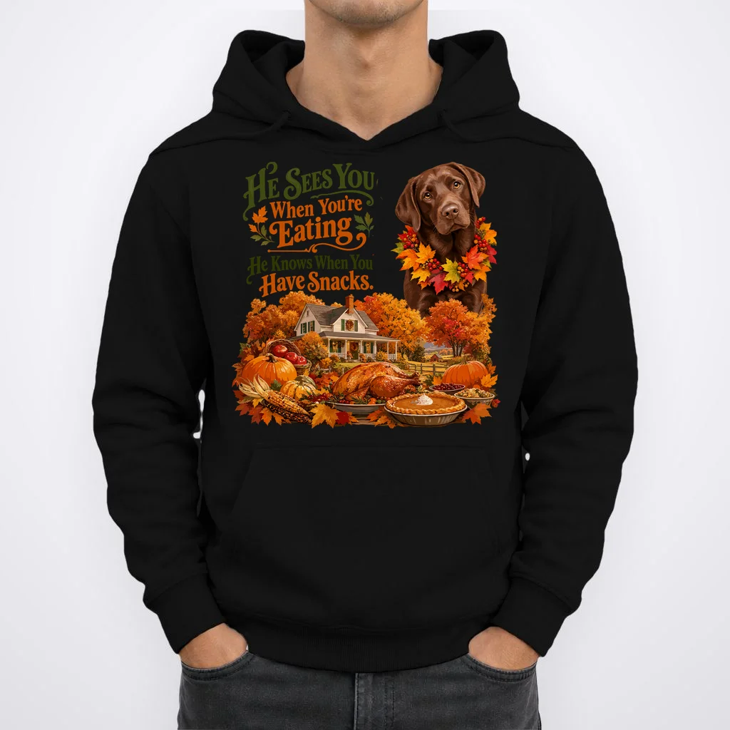 Custom Dog Thanksgiving Portrait – Personalized Pet Photo Fall Design Men's Hoodie - Front 1