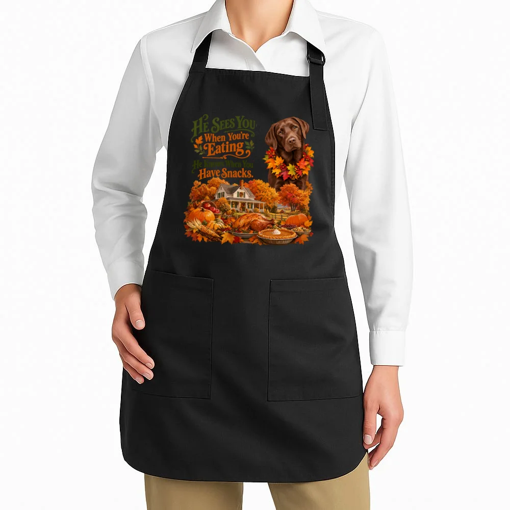 Custom Dog Thanksgiving Portrait – Personalized Pet Photo Fall Design Apron - Front 1