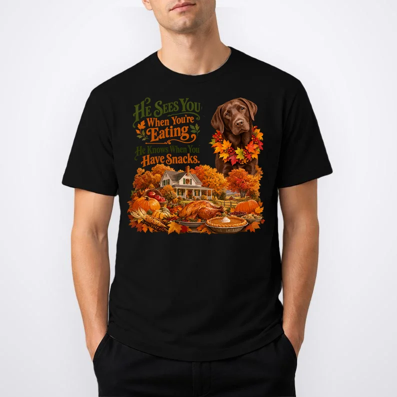 Custom Dog Thanksgiving Portrait – Personalized Pet Photo Fall Design Men's T-Shirt - Front 1