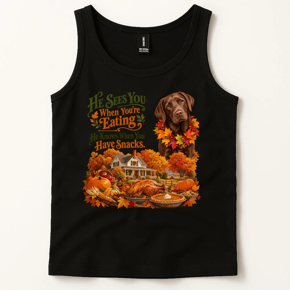 Custom Dog Thanksgiving Portrait – Personalized Pet Photo Fall Design Men's Tank Top - Front 1