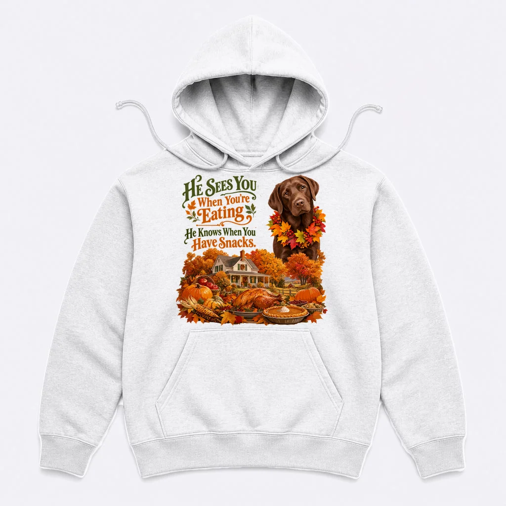 Custom Dog Thanksgiving Portrait – Personalized Pet Photo Fall Design Men's Hoodie Front