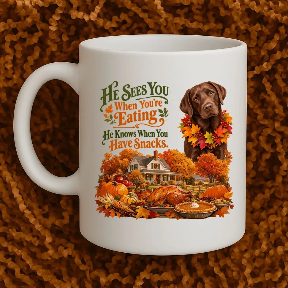 Custom Dog Thanksgiving Portrait – Personalized Pet Photo Fall Design Mug - Front 1