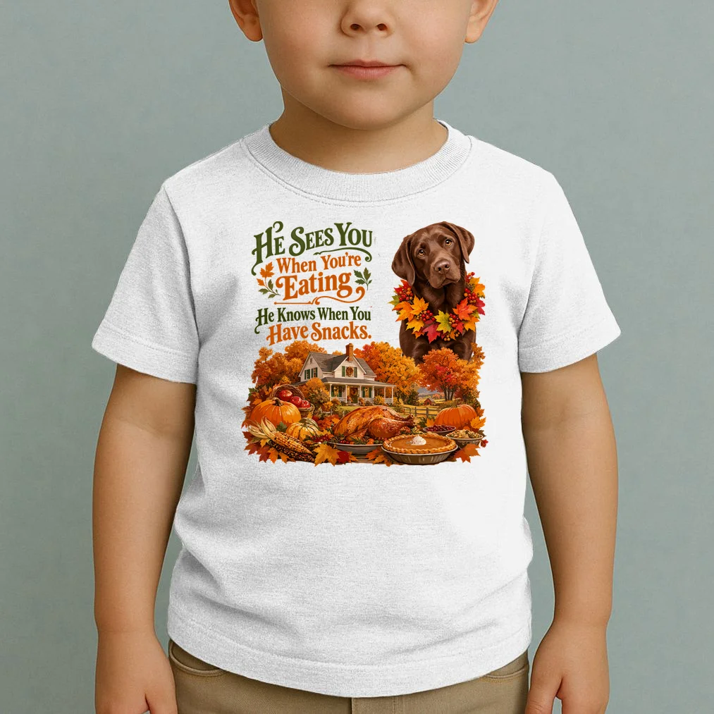 Custom Dog Thanksgiving Portrait – Personalized Pet Photo Fall Design Toddler T-Shirt - Front 1