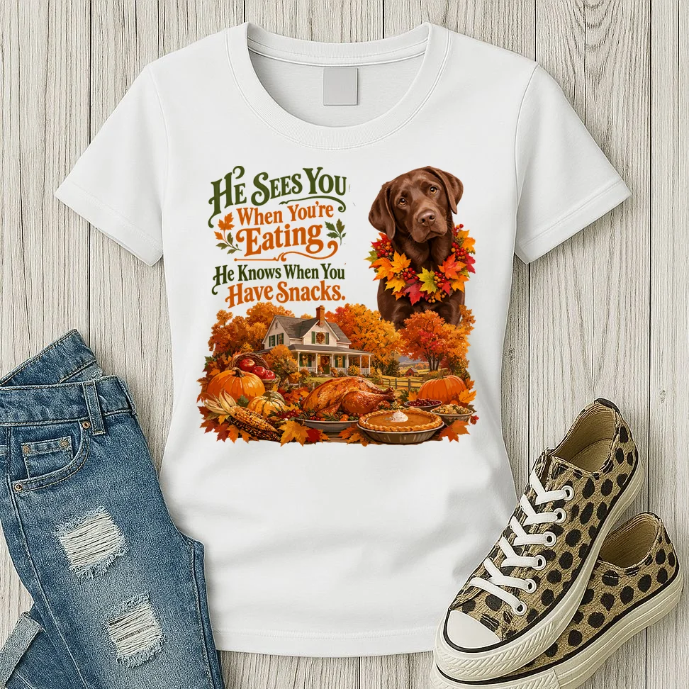 Custom Dog Thanksgiving Portrait – Personalized Pet Photo Fall Design Women's T-Shirt - Front 2