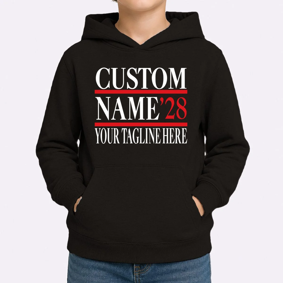 Custom Name For President 2028 Election Kids Hoodie - Front 1