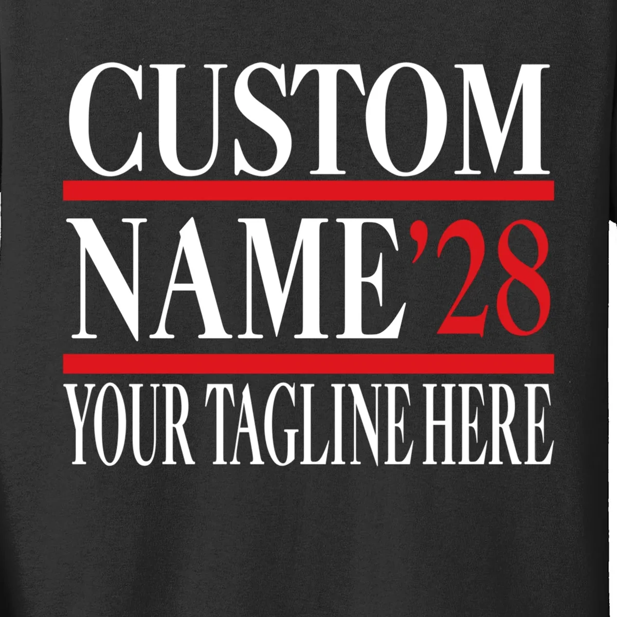 Custom Name For President 2028 Election Kids Long Sleeve Shirt - Front - Close-up