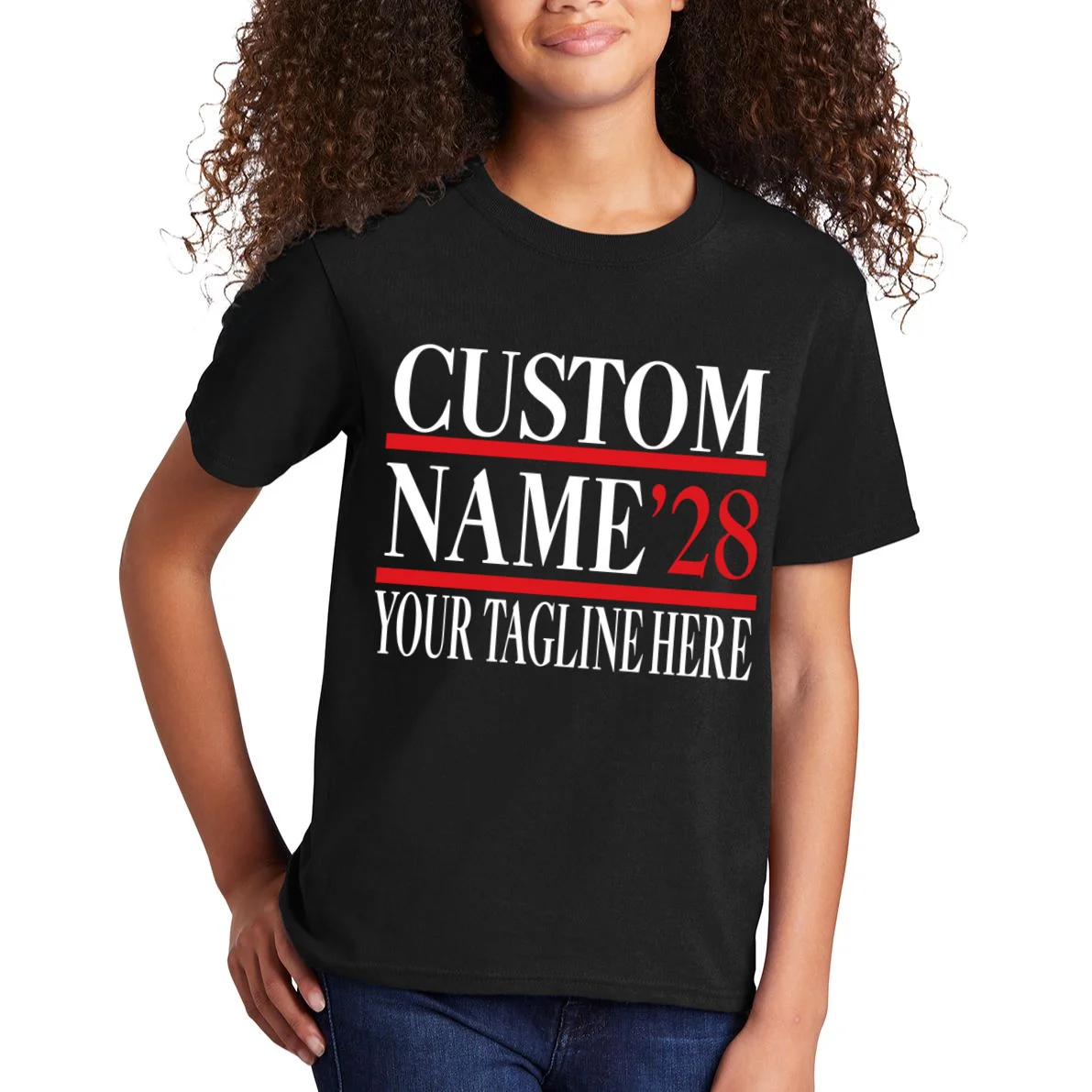 Custom Name For President 2028 Election Kids T-Shirt - Front 1