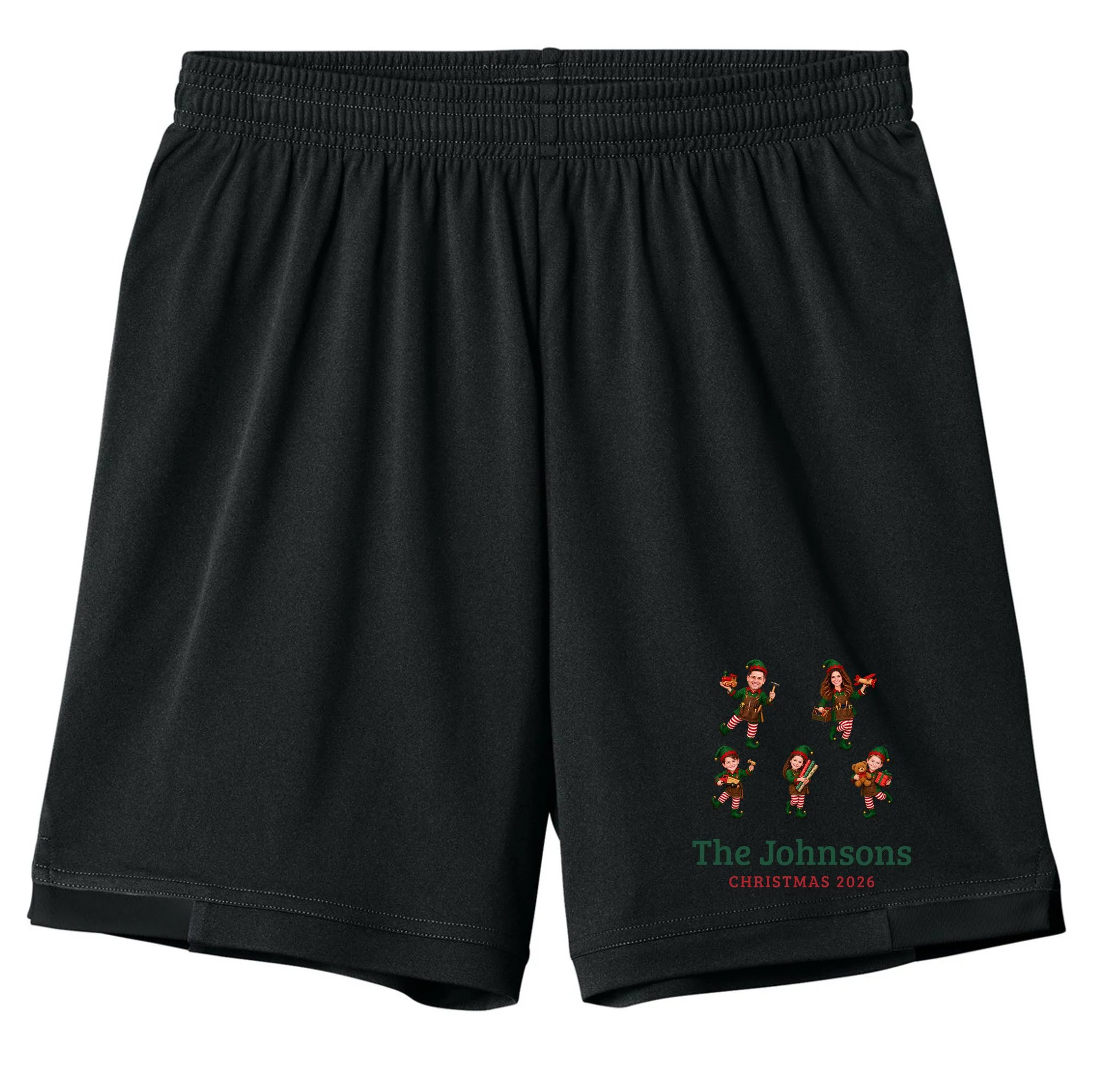 Christmas Elf Family Keepsake Kids Shorts Front