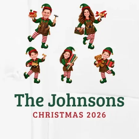 Christmas Elf Family Keepsake Men's Chef Coat - Front - Close-up
