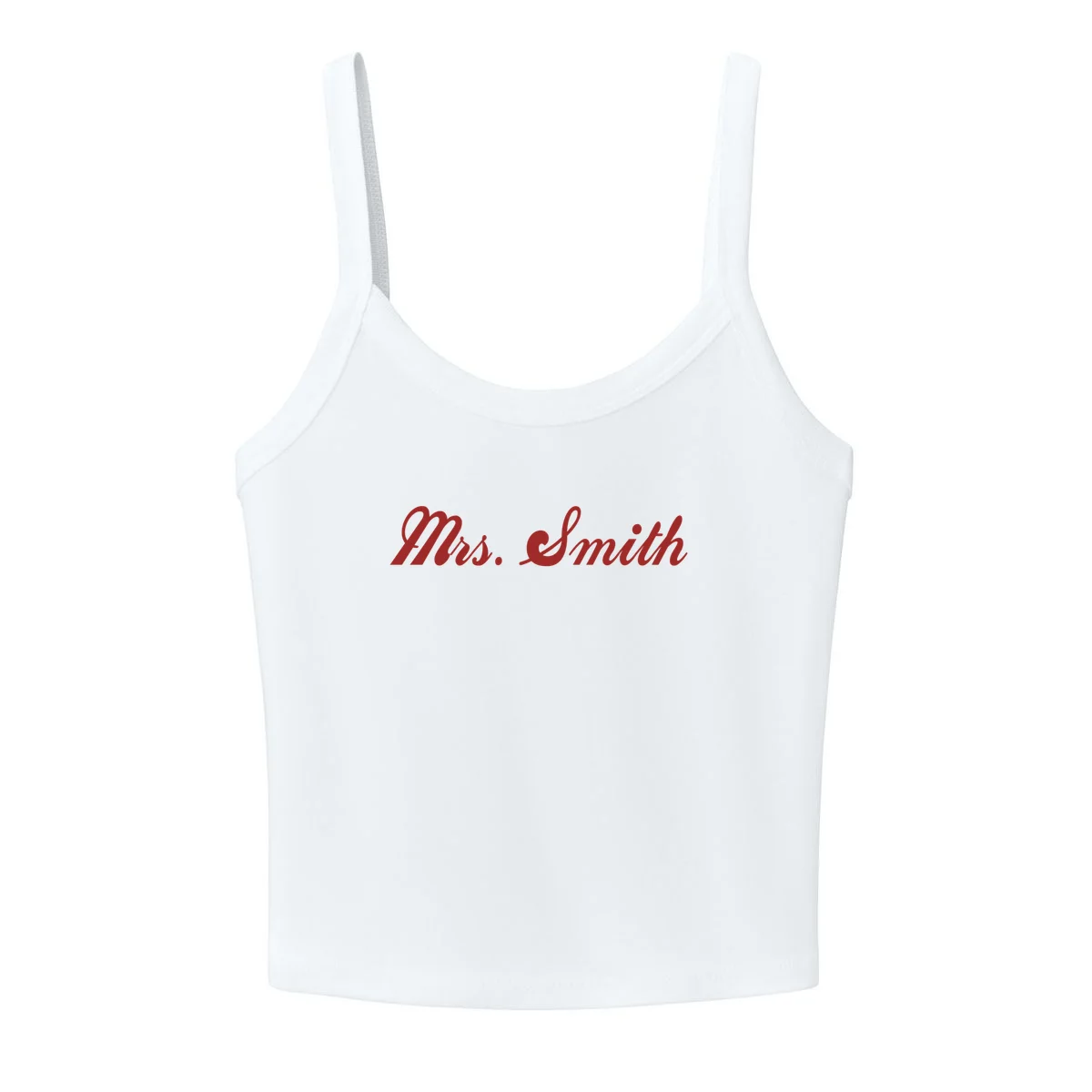 Mrs. Micro Rib Strap Tank Last Name Embroidery Gift - Front